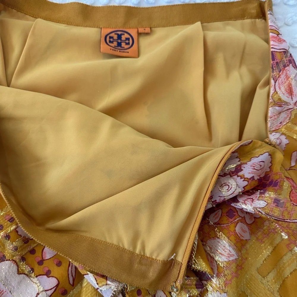 Tory Burch Opalina Silk Floral Print Ruffle Skirt